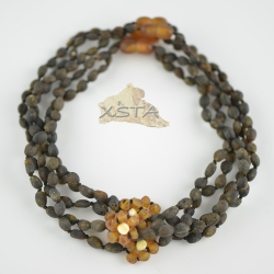 Raw medium green olive necklace with cognac flower Raw medium green olive necklace with cognac flower