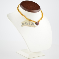 Cognac baroque necklace with cherry heart Cognac baroque necklace with cherry heart