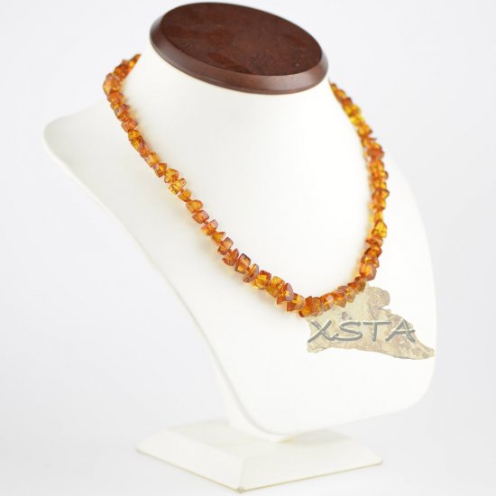 Irregular cognac beads necklace