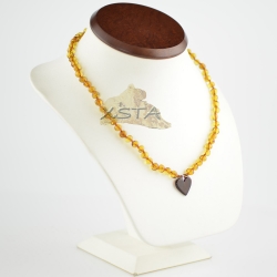 Light cognac baroque beads with cherry heart