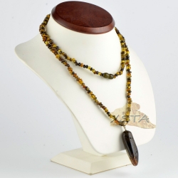 Medium green natural amber necklace