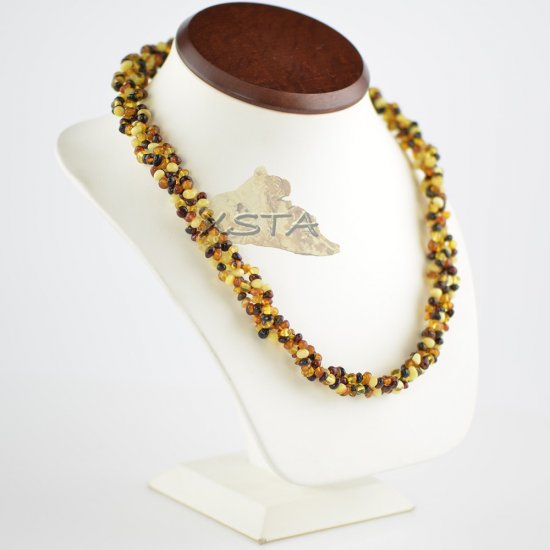 Multicolor baroque amber tressed necklace
