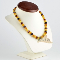 Multicolored necklace from irregular amber beads