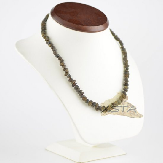 Natural raw dark green beads necklace