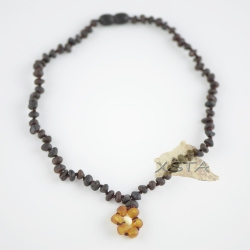 Raw cherry necklaces with flower beads