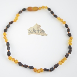 Raw cognac dark cherry olive bead necklace