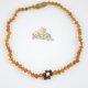 Raw cognac necklace with cherry flower