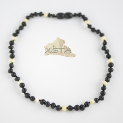 Raw dark cherry baroque with white beads necklace