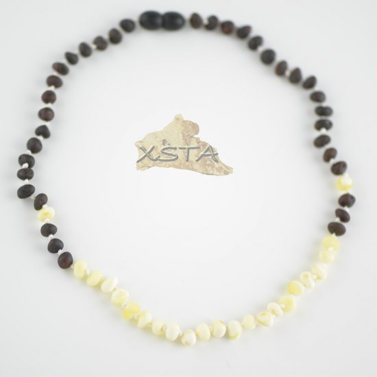 Raw dark cherry necklace with white beads