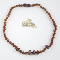 Raw dark cognac with five irregular beads necklace