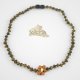 Raw green amber necklace with flower