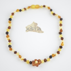 Raw multicolored necklace with cognac flower