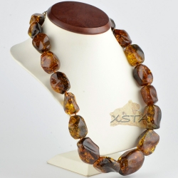 Redish green irregular beads necklace