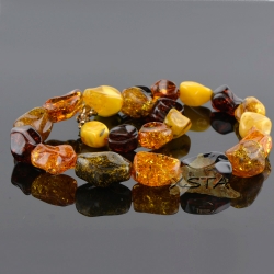 Amber necklace polished nuggets multicolour