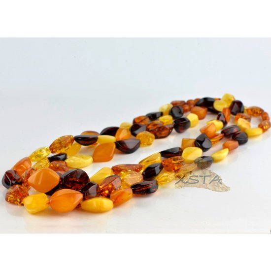 Amber necklace multicolour polished olive chunky