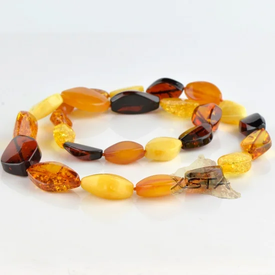 Amber necklace multicolour polished olive chunky