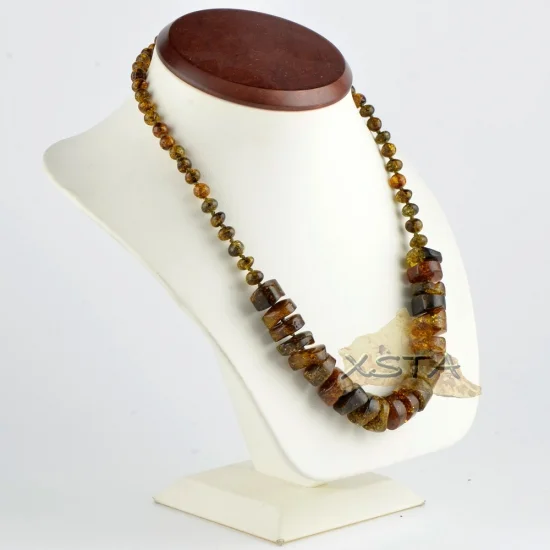 Green tabled bead amber necklace with baroque beads Green tabled bead amber necklace with baroque beads