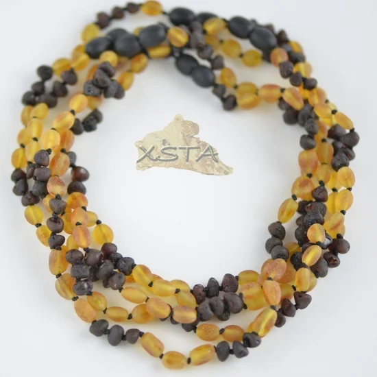 Raw cherry baroque and cognac olive necklace