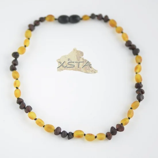 Raw cherry baroque and cognac olive necklace