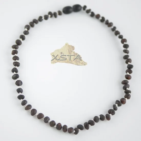 Raw dark cherry baroque necklace with white thread