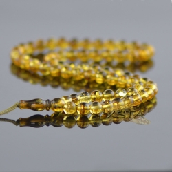 Light green round amber tesbih rosary