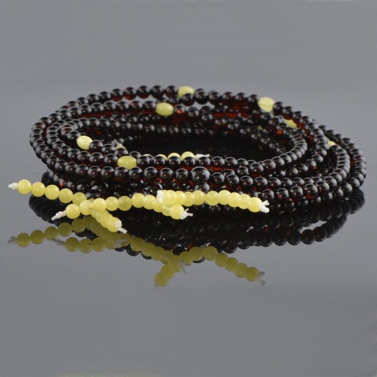Amber cherry mala with white beads