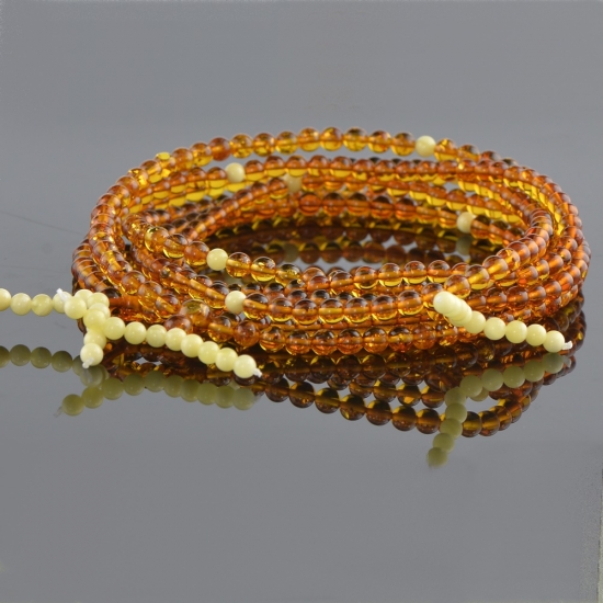 Cognac mala with white beads