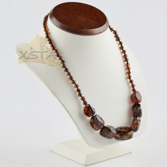 Amber necklace cherry color beads