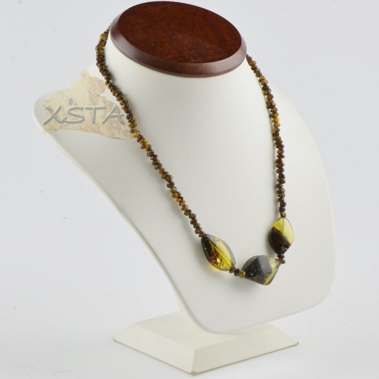 Amber necklace green beads