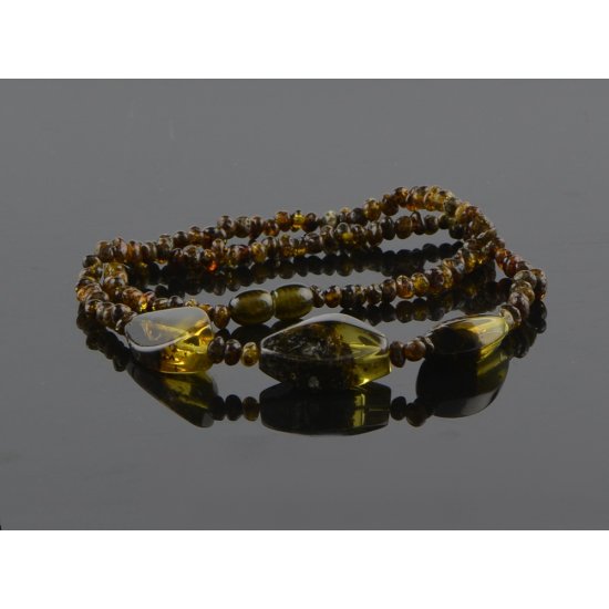 Amber necklace green beads
