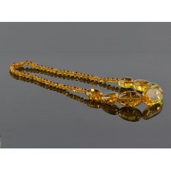 Amber necklace olive natural beads