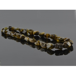 Amber necklace polished chunky green beads
