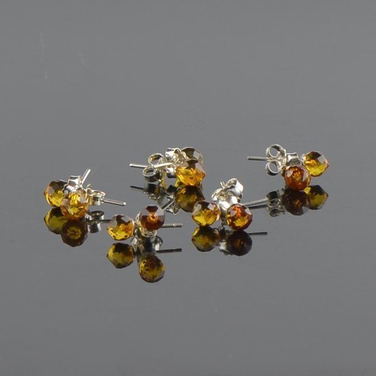 Baltic amber earrings faceted beads