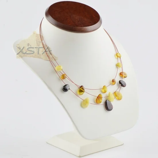 Amber necklace polished red on wire