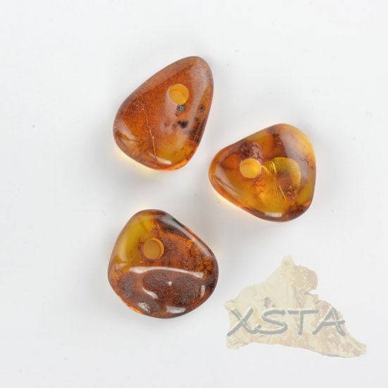 3 units Brown Baltic amber pendants