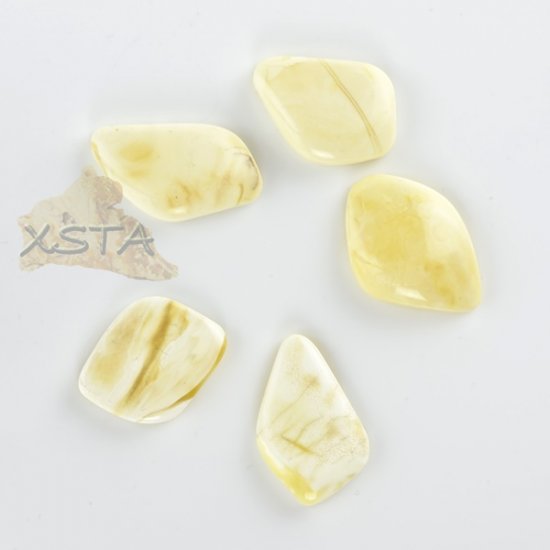 5 units white amber cabochons for ring