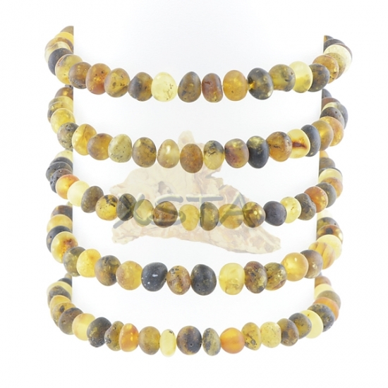 Amber bracelet raw mix green color Amber bracelet raw mix green color