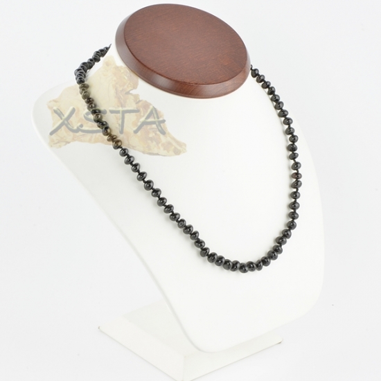 Amber necklace baroque black polished Amber necklace baroque black polished