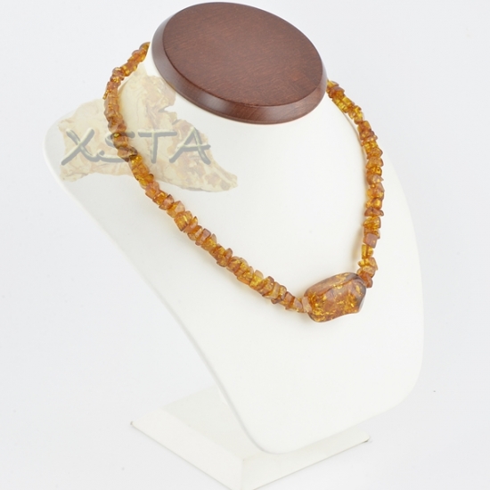 Amber necklace irregular cognac with pendant Amber necklace irregular cognac with pendant