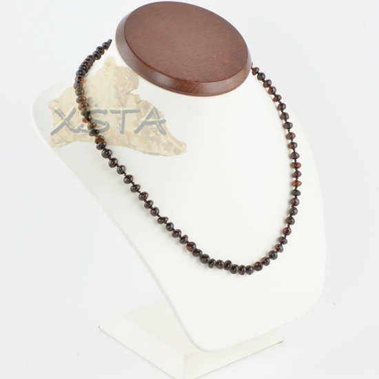 Amber necklace polished dark cherry baroque Amber necklace polished dark cherry baroque