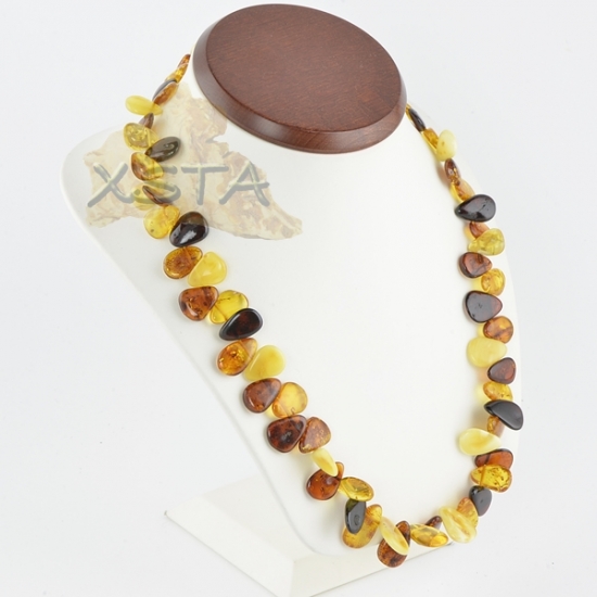 Amber necklace polished multicolour leaves Amber necklace polished multicolour leaves