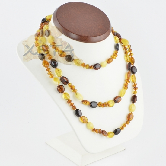 Amber necklace polished multicolour olive mix Amber necklace polished multicolour olive mix