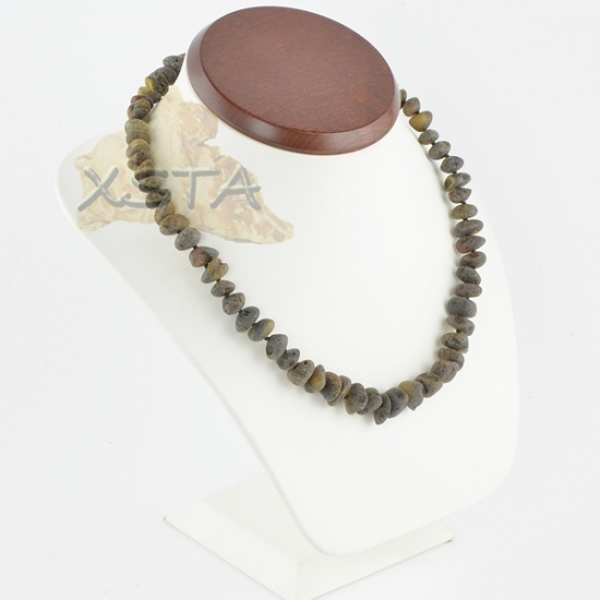 Amber necklace raw baroque green Amber necklace raw baroque green