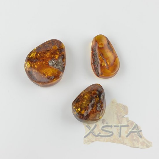 Baltic amber medallions 3 beads