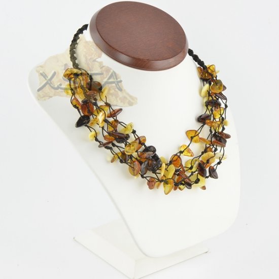 Baltic amber necklace polished chips string Baltic amber necklace polished chips string