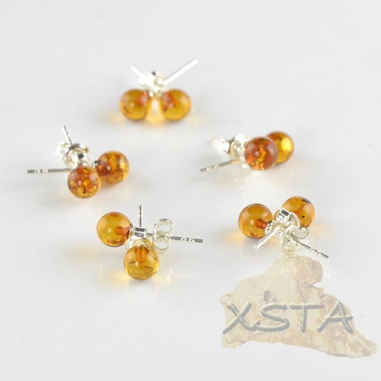 Cognac round amber earrings Cognac round amber earrings