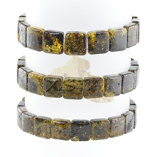 Dark green amber bracelet cube beads Dark green amber bracelet cube beads