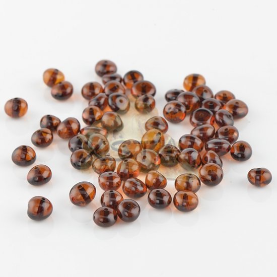 Polished cherry baroque amber beads 4-6 mm