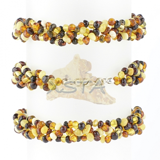 Multicolor amber beads bracelet with silver Multicolor amber beads bracelet with silver