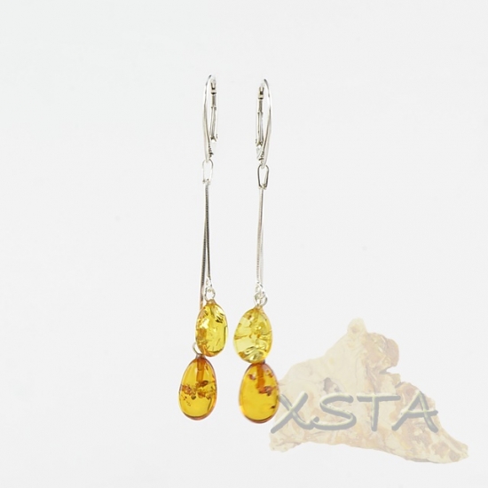 Natural amber long earrings Natural amber long earrings